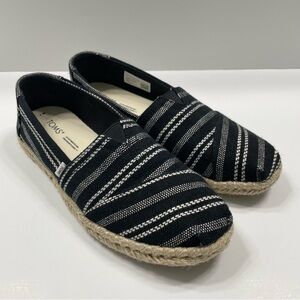 TOMS Alpargata Rope Women’s Slip On Loafers Black/White Size 7